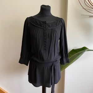 Reiss Silk Black Lace Blouse Sz XS